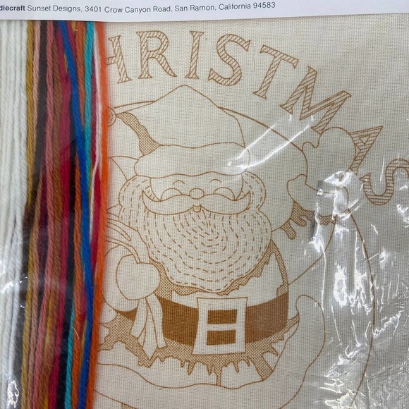 Vintage 1980 Sunset Stitchery #2046 Merry Christmas Santa Needlework Kit Sealed - Picture 11 of 11